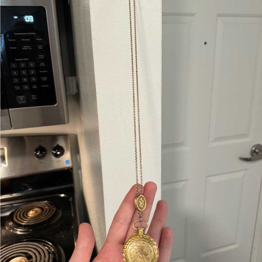 Vintage Gold-Tone Ornate Pocket Watch Pendant - Picture 5 of 5
